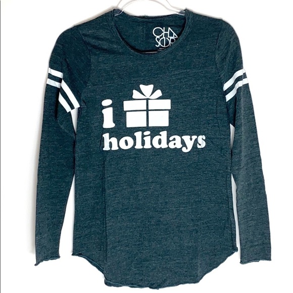 Chaser I Love Holidays long sleeve baseball tee - Picture 2 of 8